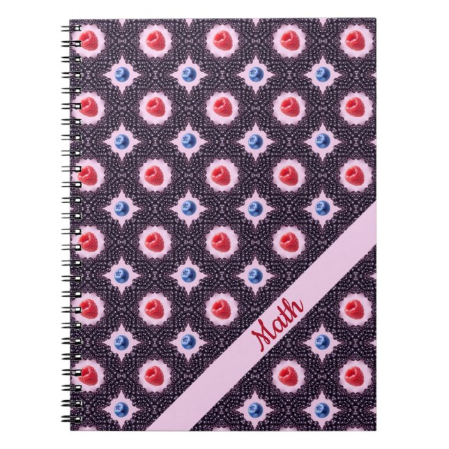 Cuaderno Patrón de Berry Bliss con espiral de nombre person (Frente)