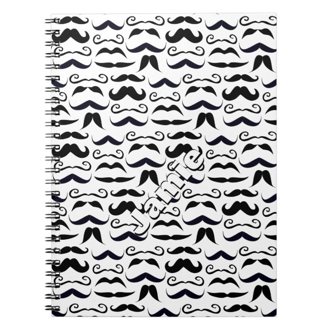 Cuaderno Patrón de bigote negro y blanco (Frente)