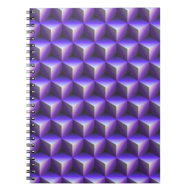 Cuaderno Patrón de bloque de cubo morado abstracto (Frente)