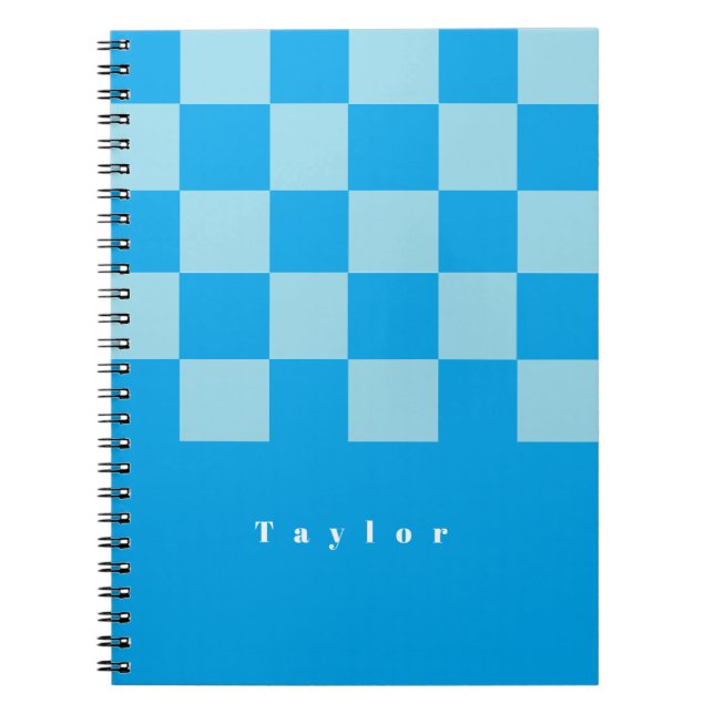 Cuaderno Patrón de bloques cuadrados oscuros y azul claro (Frente)