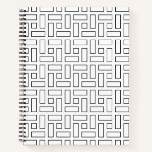 Cuaderno Patrón de bloques lineales en blanco y negro - bla