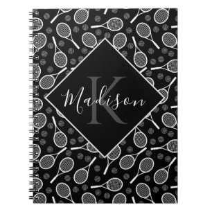 Cuaderno Patrón de bola de raqueta de tenis Monograma inici