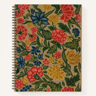 Cuaderno Patrón de bordado floral vintage de crewel