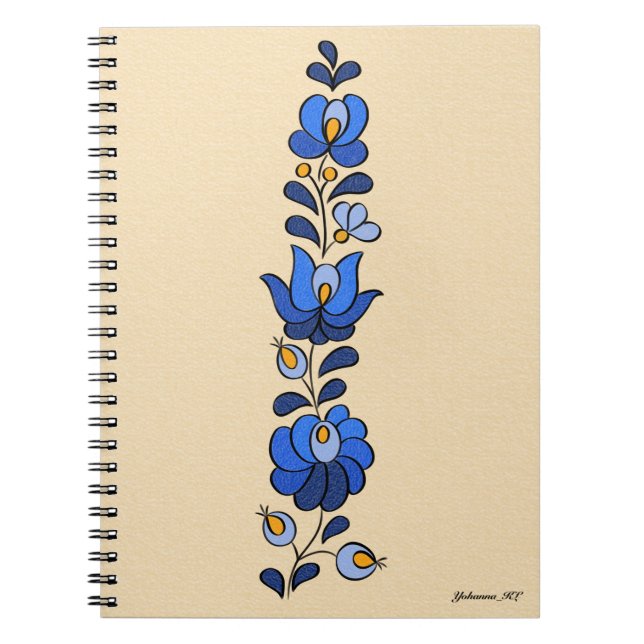 Cuaderno Patrón de bordado húngaro, "Matyó" - azul (Frente)