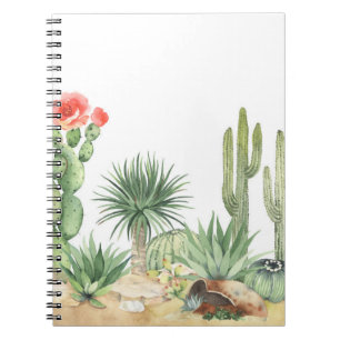 Cuaderno Patrón de borde de color Cacti en flor
