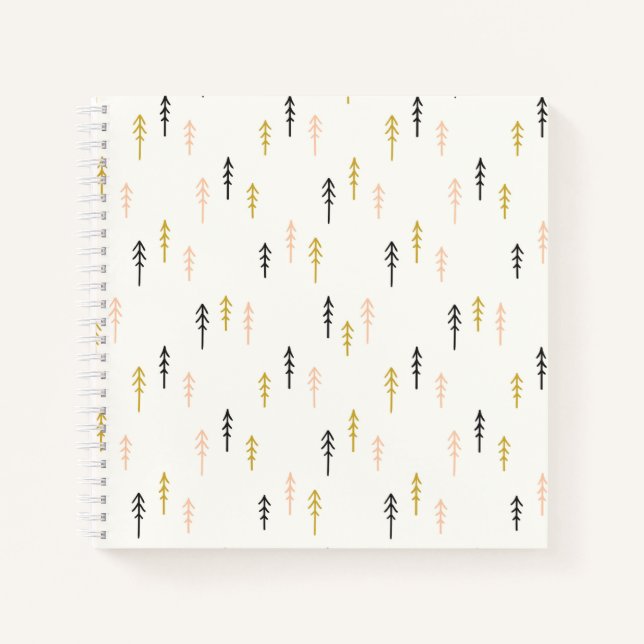 Cuaderno Patrón de bosque de árbol de Navidad (Anverso)