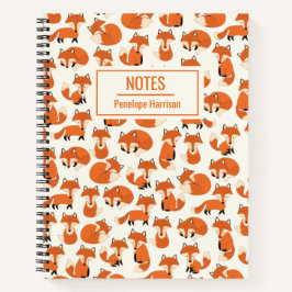 Cuaderno Patrón de bosque de bosque de Fox Cute