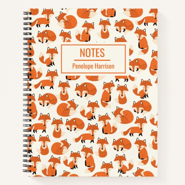 Cuaderno Patrón de bosque de bosque de Fox Cute (Anverso)