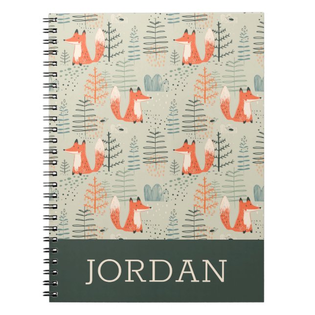 Cuaderno Patrón de bosque de bosques de la cadena Cute Dood (Frente)