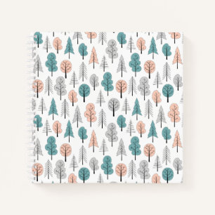 Cuaderno Patrón de bosque de dibujos animados