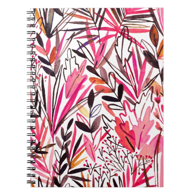 Cuaderno Patrón de bosque tropical de hojas exóticas (Frente)