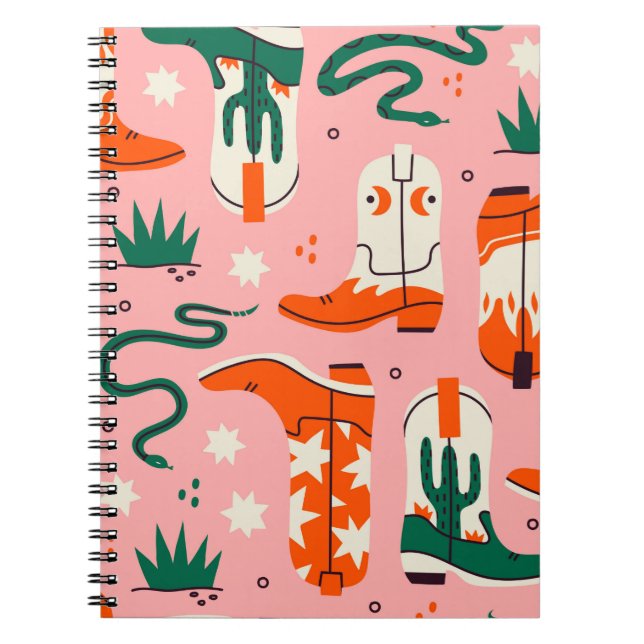 Cuaderno Patrón de botas de vaquero variado (Frente)