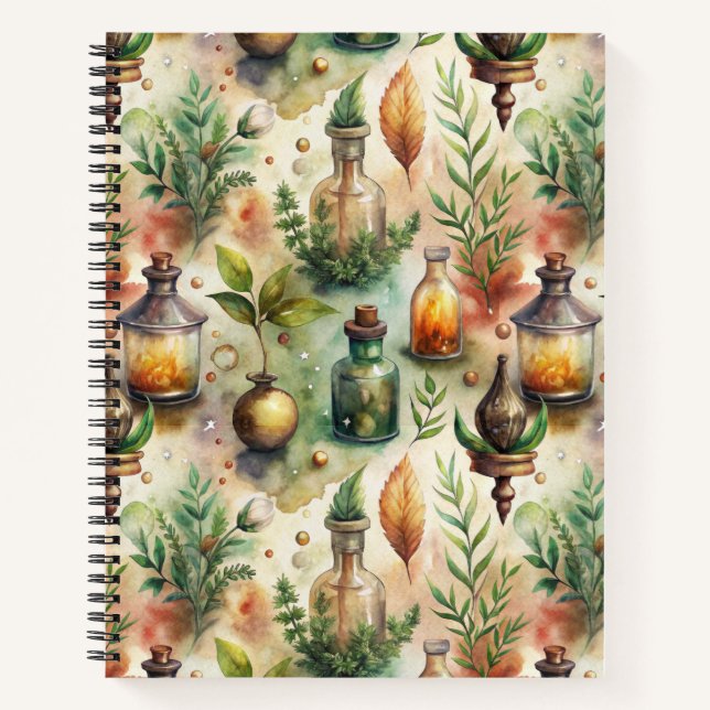 Cuaderno Patrón de botellas apotecarias vintage (1) (Anverso)