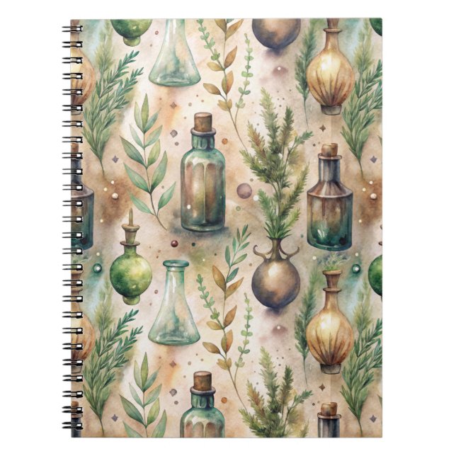 Cuaderno Patrón de botellas apotecarias vintage (3) (Frente)