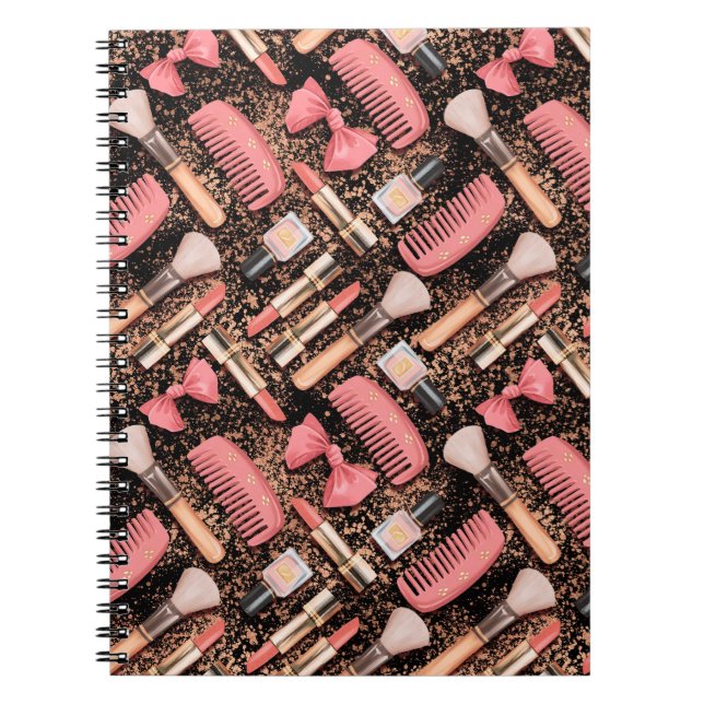 Cuaderno Patrón de brillo de cosméticos rosa  (Frente)