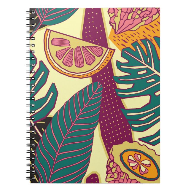 Cuaderno Patrón de brillo tropical dibujado a mano (Frente)