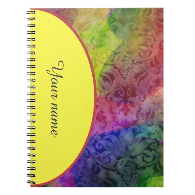 Cuaderno Patrón de brocado coloreado personalizado (Frente)