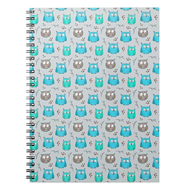 Cuaderno Patrón de búho no repetido (Frente)