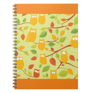 Cuaderno patrón de búho silvestre de dibujos animados