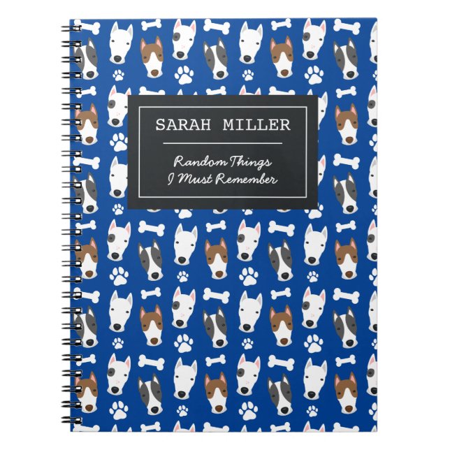 Cuaderno Patrón de Bull Terrier Personalizado Perro Cuerdo  (Frente)
