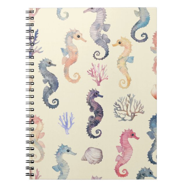 Cuaderno Patrón de caballito de mar acuarela guardería cost (Frente)