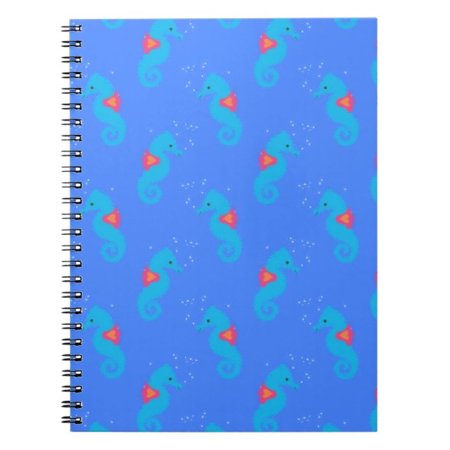 Cuaderno Patrón de caballito de mar azul (Frente)
