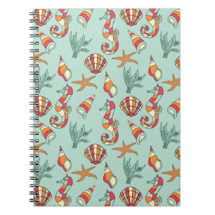 Cuaderno Patrón de caballitos de mar Verde azulado