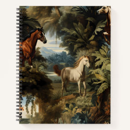 Cuaderno Patrón de caballo tropical vintage elegante ecuest