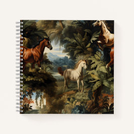 Cuaderno Patrón de caballo tropical vintage elegante ecuest