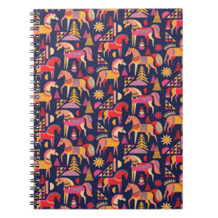 Cuaderno Patrón de caballos escandinavos sin fisuras. Decor