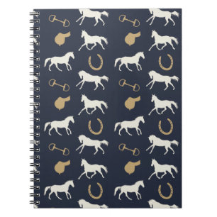 Cuaderno Patrón de caballos Gold y Ivory English