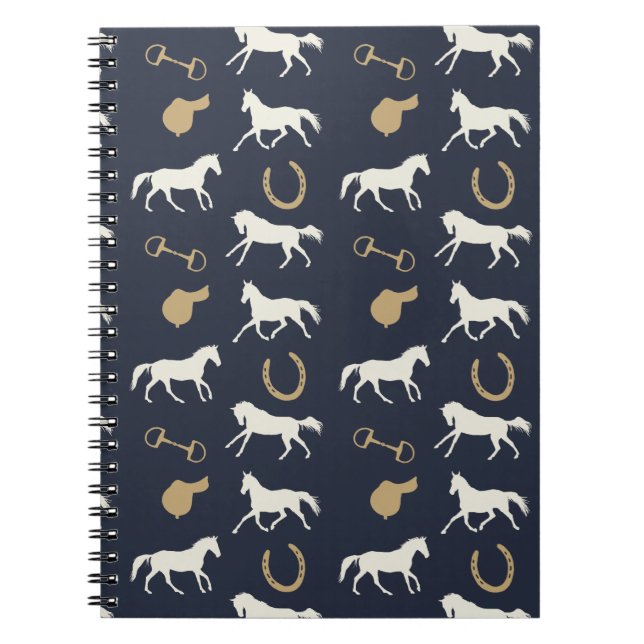 Cuaderno Patrón de caballos Gold y Ivory English (Frente)