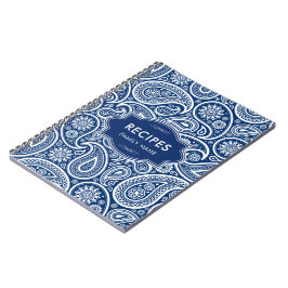 Cuaderno Patrón de cachemira azul marino y blanco