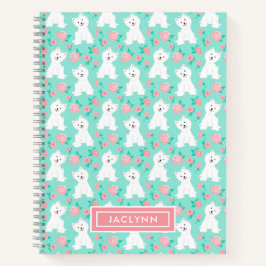 Cuaderno Patrón de cachorro floral | Personalizado | Moneda