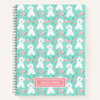 Cuaderno Patrón de cachorro floral | Personalizado | Moneda
