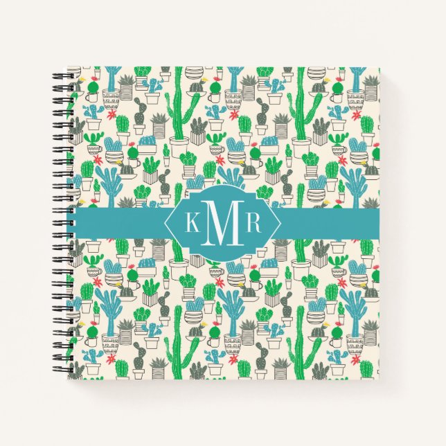 Cuaderno Patrón de Cacti floral natural (Anverso)