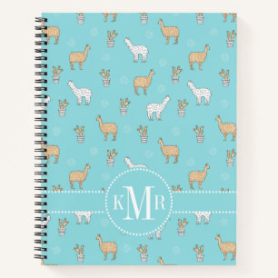 Cuaderno Patrón de cactus de cúrcute Alpaca Llama