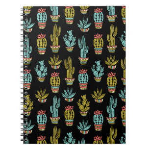 Cuaderno Patrón de cactus de grunge oscuro