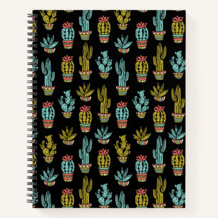 Cuaderno Patrón de cactus de grunge oscuro