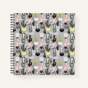 Cuaderno Patrón de cactus dibujado a mano con textura