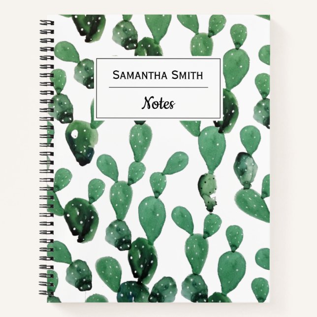 Cuaderno Patrón de Cactus Moderno Personalizado (Anverso)