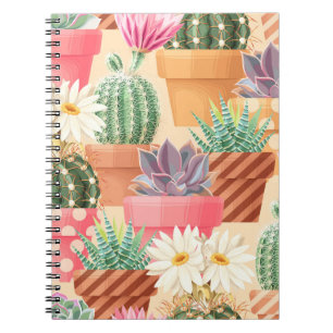 Cuaderno Patrón de cactus sin fisuras y suculento detallado