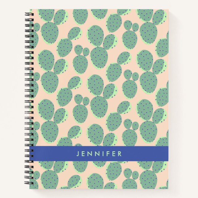 Cuaderno Patrón de cactus verde y rosa (Anverso)