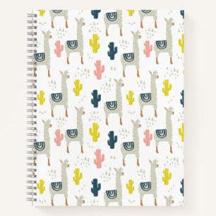 Cuaderno Patrón de cactus y llamas