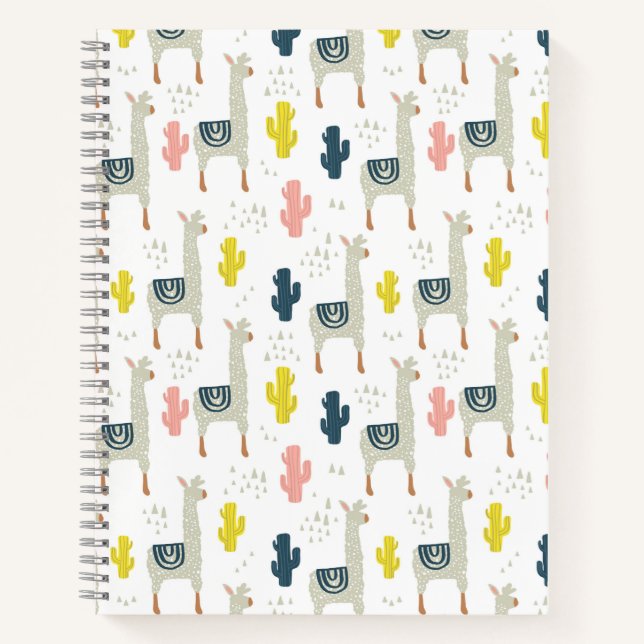 Cuaderno Patrón de cactus y llamas (Anverso)