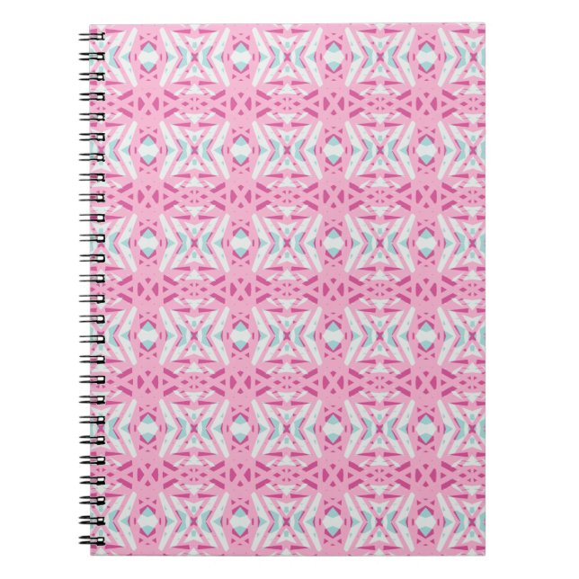 Cuaderno Patrón de cadena de decáreo de encaje azul y rosa (Frente)