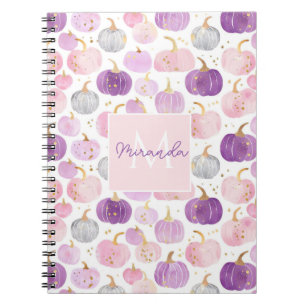 Cuaderno Patrón de caída de acuarela de calabaza personaliz