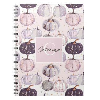 Cuaderno Patrón de caída de acuarela de calabaza personaliz