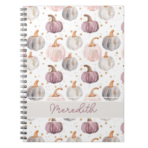 Cuaderno Patrón de caída de acuarela de calabaza personaliz