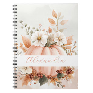 Cuaderno Patrón de caída de acuarela de calabaza personaliz